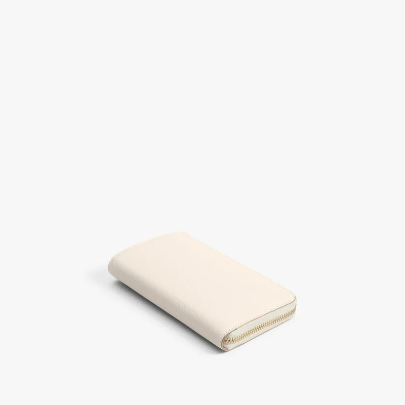 Image of Magnolia Leather Wallet - Saffiano Leather - Ivory / Gold / Camel