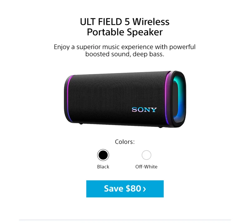 ULT FIELD 5 Wireless Portable Speaker | Enjoy a superior music experience with powerful boosted sound, deep bass. | Save $80