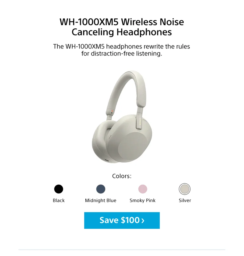 WH-1000XM5 Wireless Noise Canceling Headphones | The WH-1000XM5 headphones rewrite the rules for distraction-free listening.