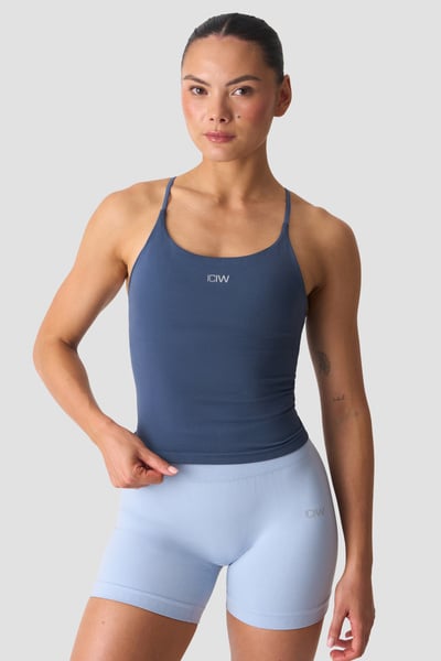 Image of Smooth Seamless 2-in-1 Strappy Tank Dusty Twilight Blue