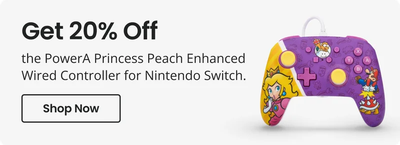 Get 20% Off the PowerA Princess Peach Enhanced Wired Controller for Nintendo Switch. | Shop Now