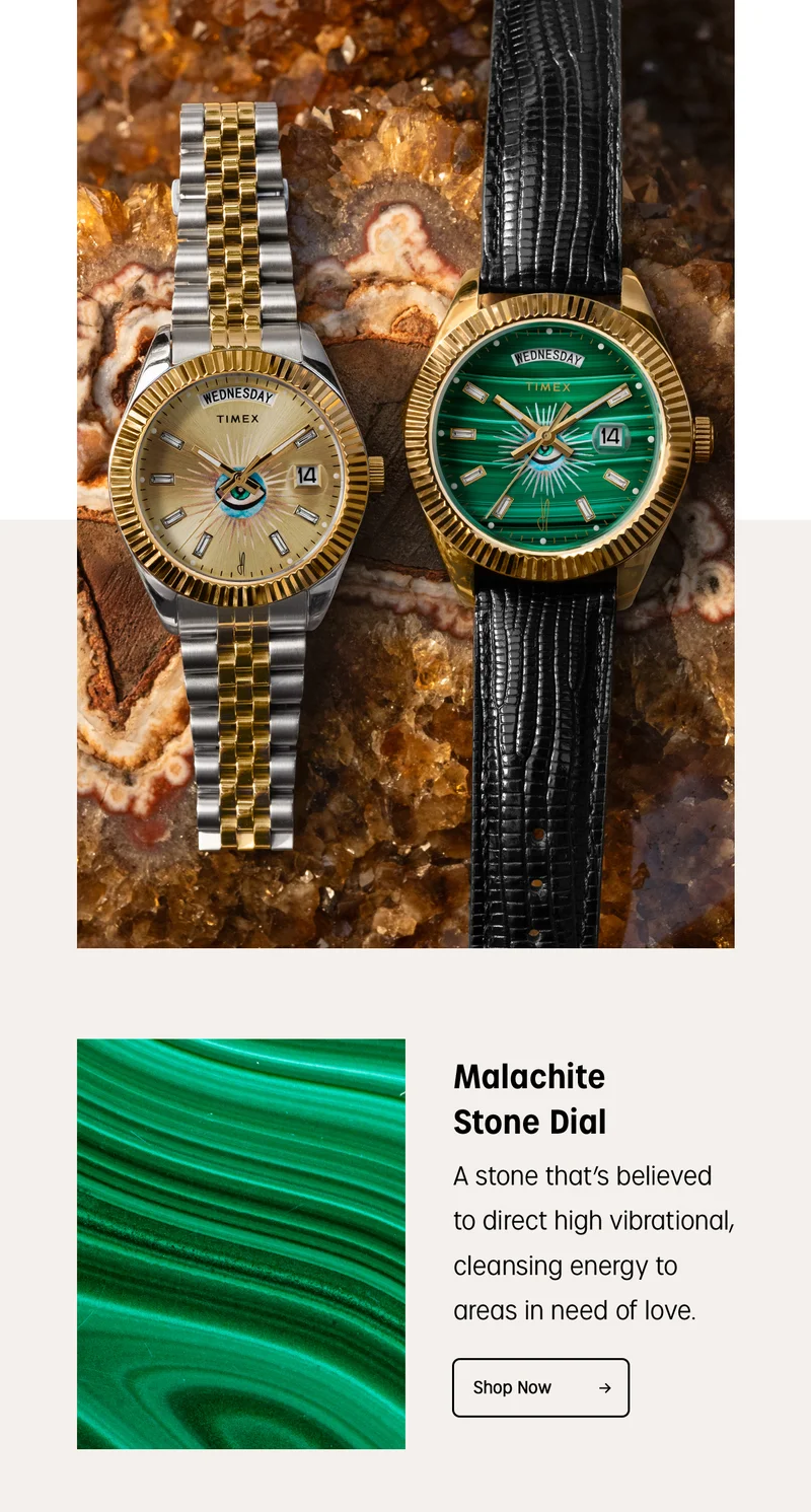 Malachite Stone Dial | A stone that's believed to direct high vibrational, cleansing energy to areas in need of love. | Shop Now