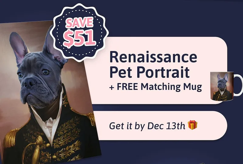 Renaissance Pet Portrait + FREE Matching Mug SAVE $51 Get it by Dec 12th