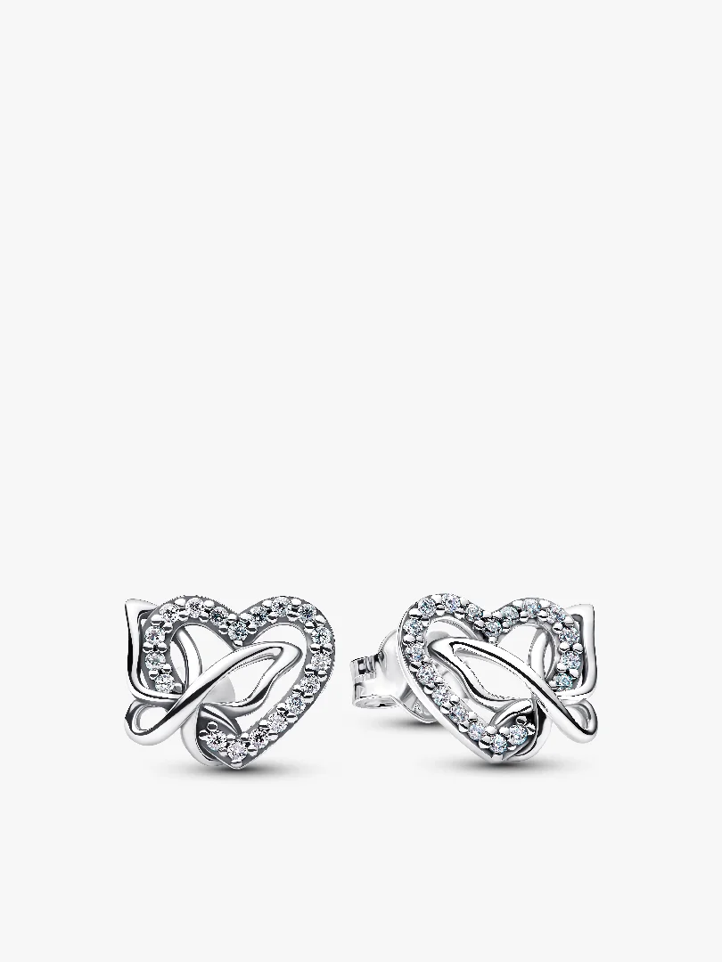 Entwined Heart & Butterfly Stud Earrings