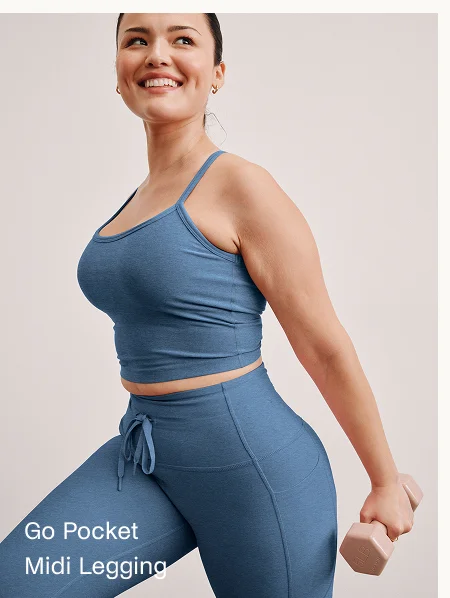 Spacedye Go Pocket Midi Legging in Washed Denim