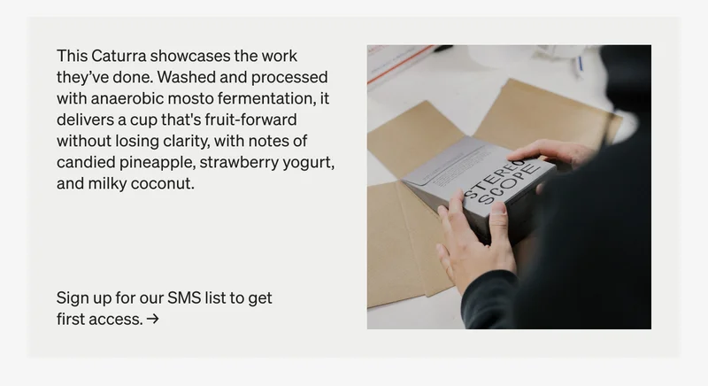 Sign up for our SMS list to get first access.