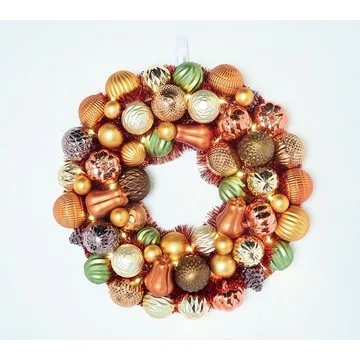 Hay & Harvest 22" Lit Shatterproof Ornament Wreath