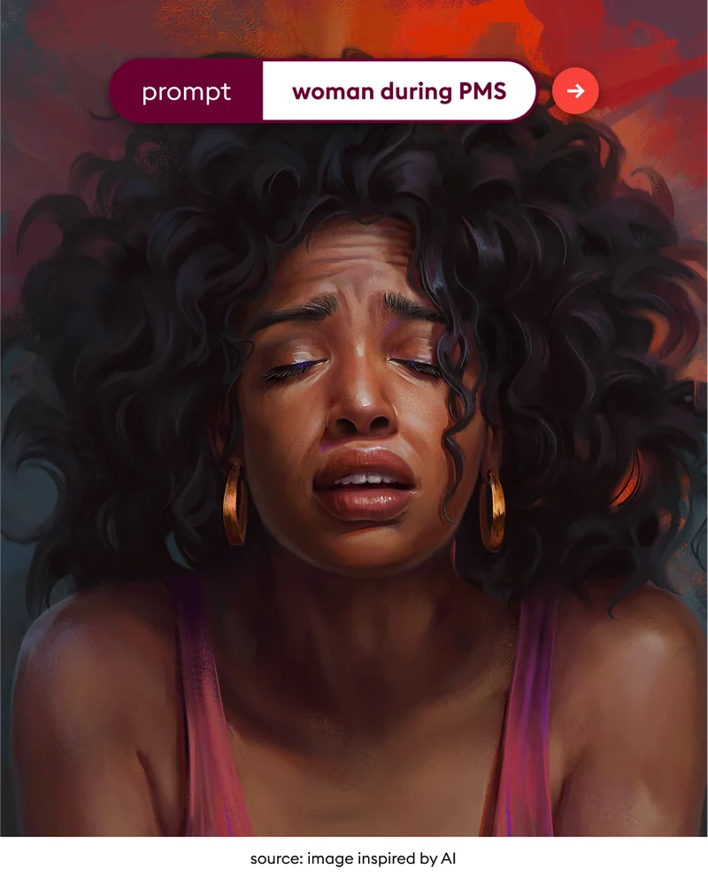 prompt: a woman during PMS