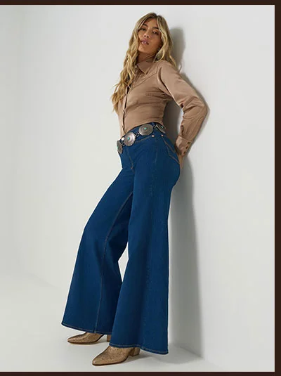 Cheeky Wide Leg Jean In Wrangler Blue
