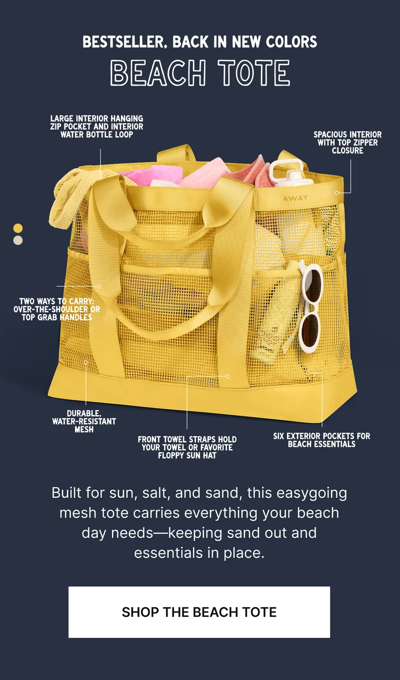 Built for sun, salt, and sand, this easygoing mesh tote carries everything your beach day needs—keeping sand out and essentials in place.
