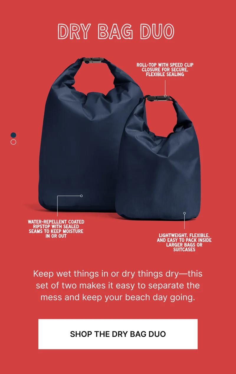 Keep wet things in or dry things dry—this set of two makes it easy to separate the mess and keep your beach day going.