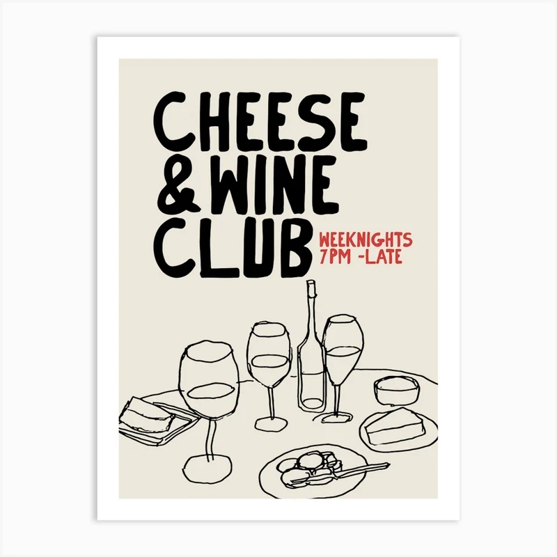 Image of Cheese And Wine Club Art Print