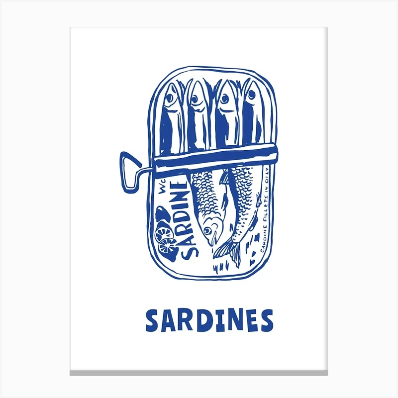 Image of Blue Sardines Tin Poster Canvas Print