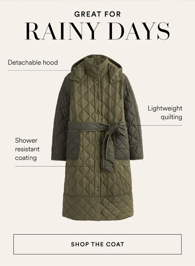 Quilted Belted Coat - Khaki