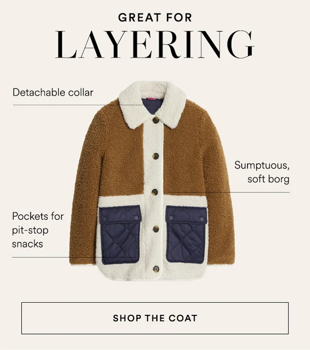 Borg Quilted Coat - Brown