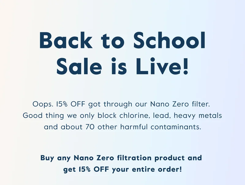 Get 15% off your entire cart with the purchase of any Nano Zero filtration product!