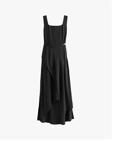 Silk Cut Out Dress Black