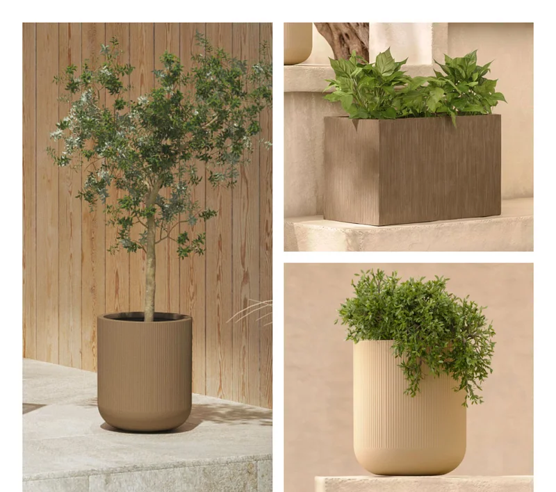 Furnish your serene spot for morning coffee or a shady space for sunny afternoons with these stylish planters.