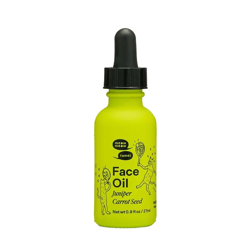 A green bottle of face oil.