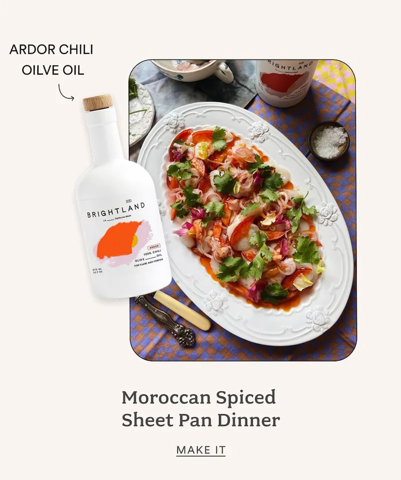 Moroccan Spiced Sheet Pan Dinner made with Ardor Chili Oil