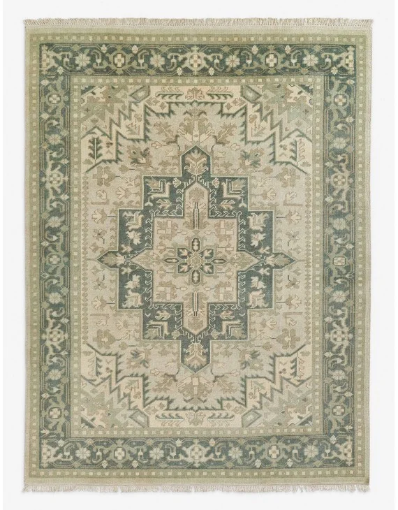 Isandro Hand-Knotted Wool Rug - Green / 7'9" x 9'9"
