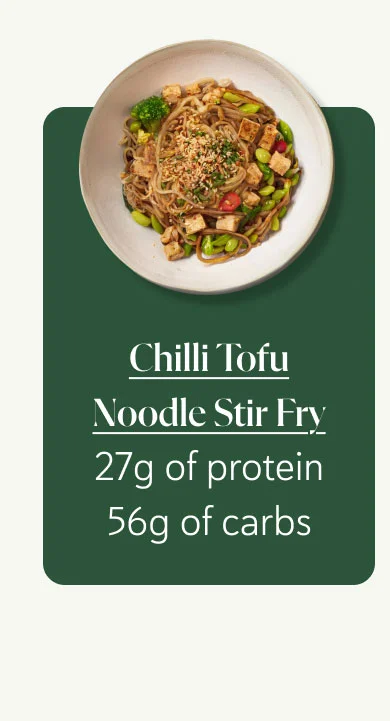 Chilli Tofu Noodle Stir Fry 27g of protein 56g of carbs