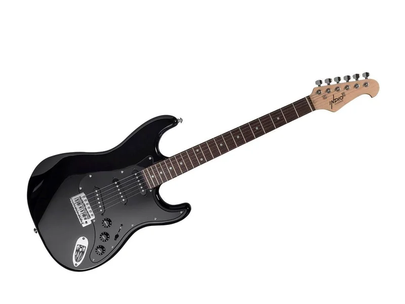 Indio by Monoprice Cali Classic Electric Guitar with Gig Bag, Black