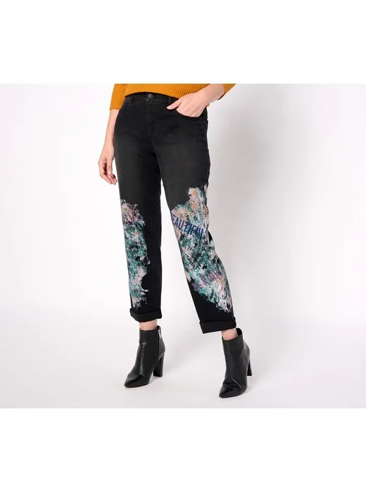 LOGO by Lori Goldstein Special Edition Regular Printed Boyfriend Jeans