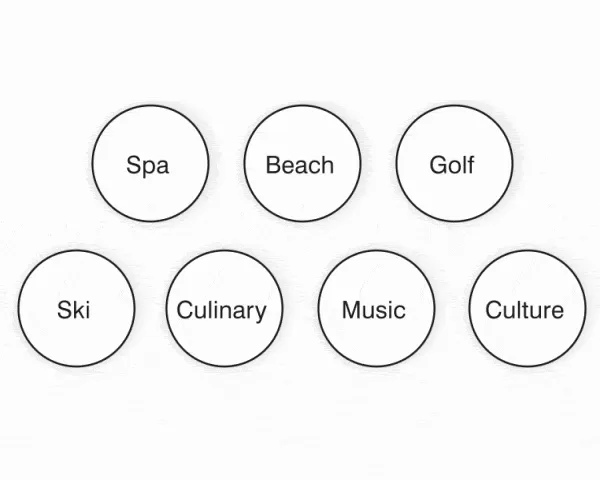 Explore your travel passions with interactive options to tap once for a like or twice for a love.