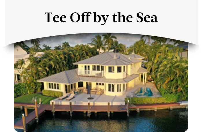 Unwind in a private home rental with direct access to manicured greens in Palm Beach, Florida.