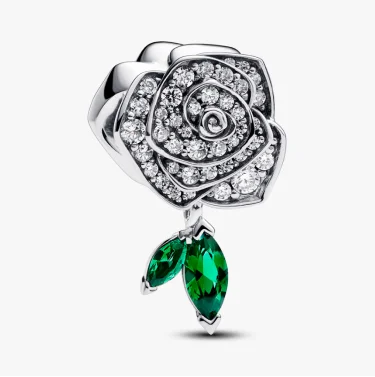 Sparkling Rose in Bloom Charm