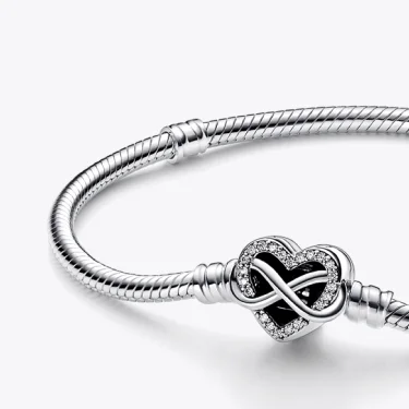 Pandora Moments Sparkling Infinity Heart Clasp Snake Chain Bracelet