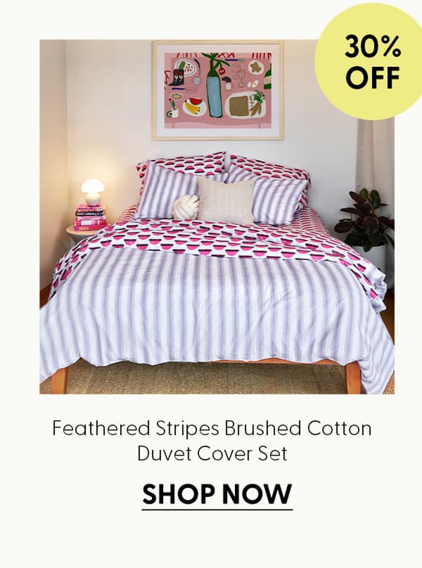 Feathered Stripes Brushed Cotton Duvet Cover Set