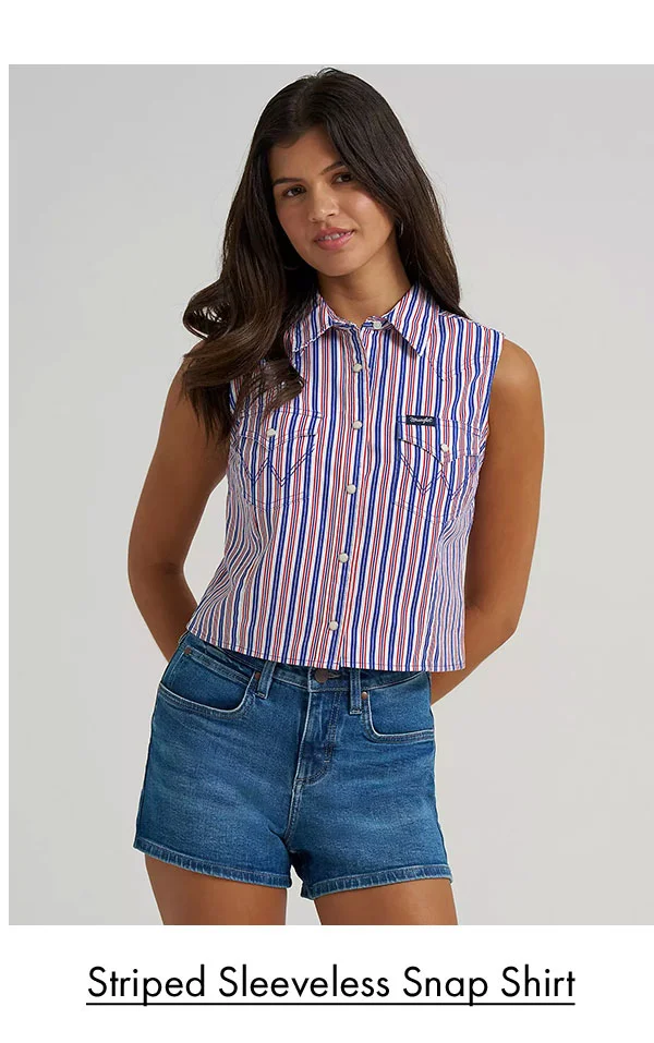 Striped sleeveless snap shirt