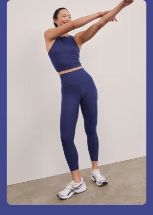 Spacedye Caught In The Midi High Waisted Legging in Eternal Blue Heather