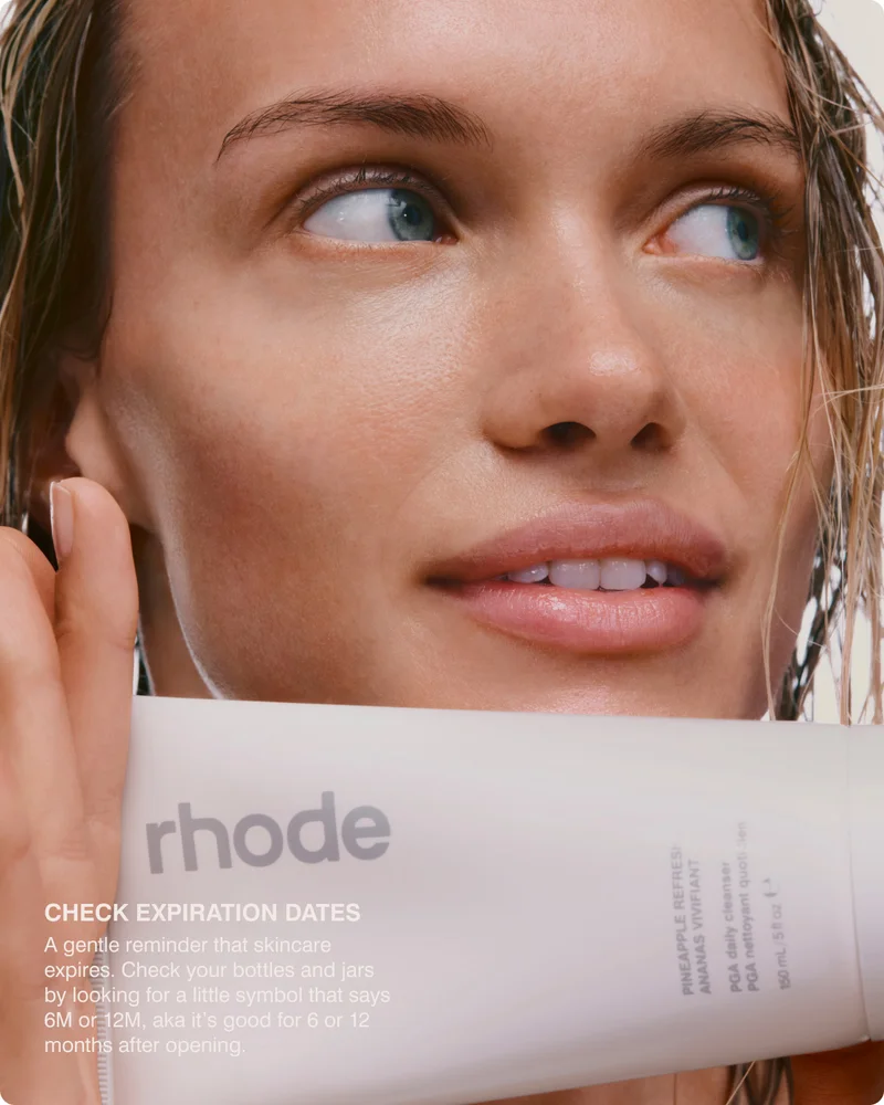 check expiration dates: A gentle reminder that skincare expires. Check your bottles and jars by looking for a little symbol that says 6M or 12M, aka it’s good for 6 or 12 months after opening.