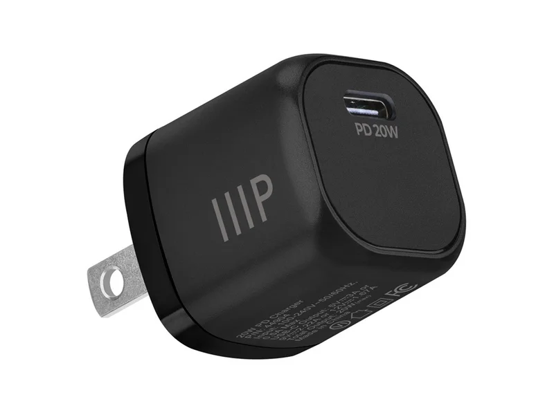 Monoprice 20W USB‑C Mini Cubic Wall Charger Black