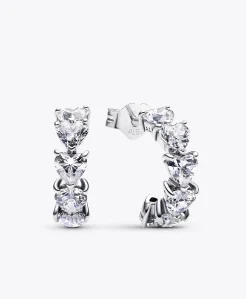 Sparkling Hearts Open Hoop Earrings