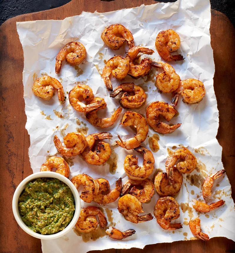 image of the Spicy Shrimp with Charred Poblano Romesco