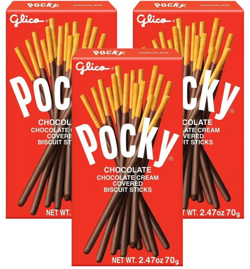 Image of Glico Pocky Chocolate Cream Biscuit Sticks (3 Pack)