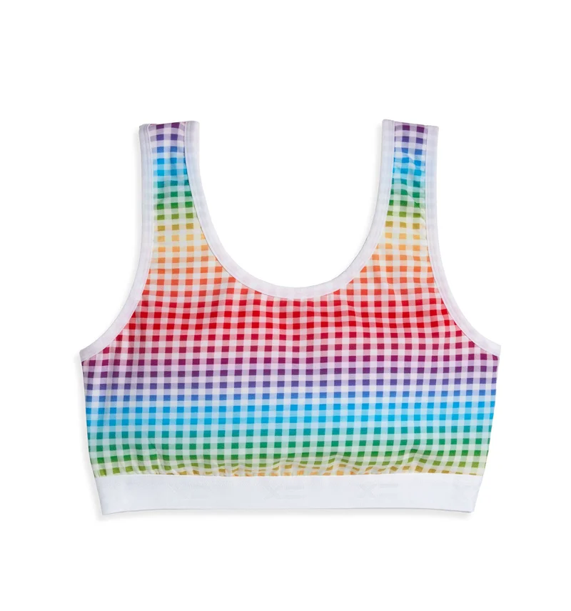 Image of Essentials Soft Bra - Rainbow Gingham