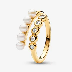 Treated Freshwater Cultured Pearls & Stones Open Ring