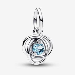 March Sea Aqua Blue Eternity Circle Dangle Charm