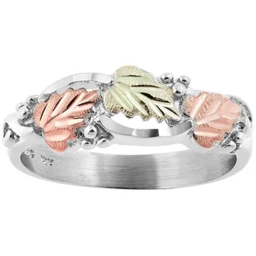 Black Hills Traditional Leaf Ring, Sterling Silver/12K Gold