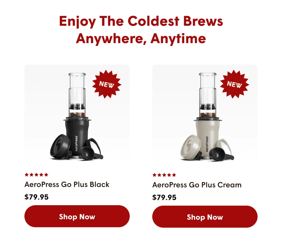 The Sweet Sound Of Savings. AeroPress Go Plus Black and Cream