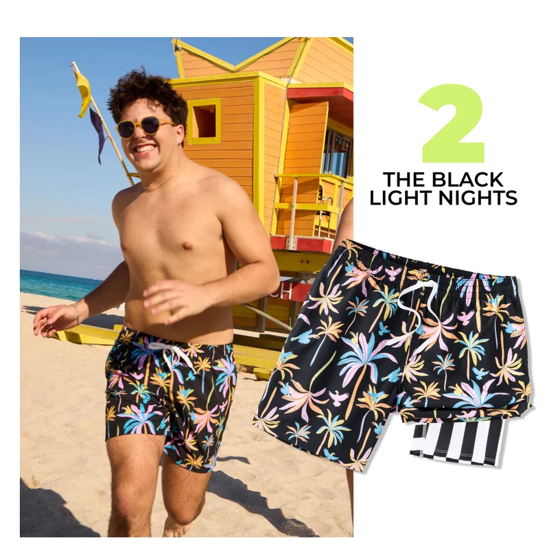 Lined Classic Swim Trunk: The Black Light Nights 5.5"