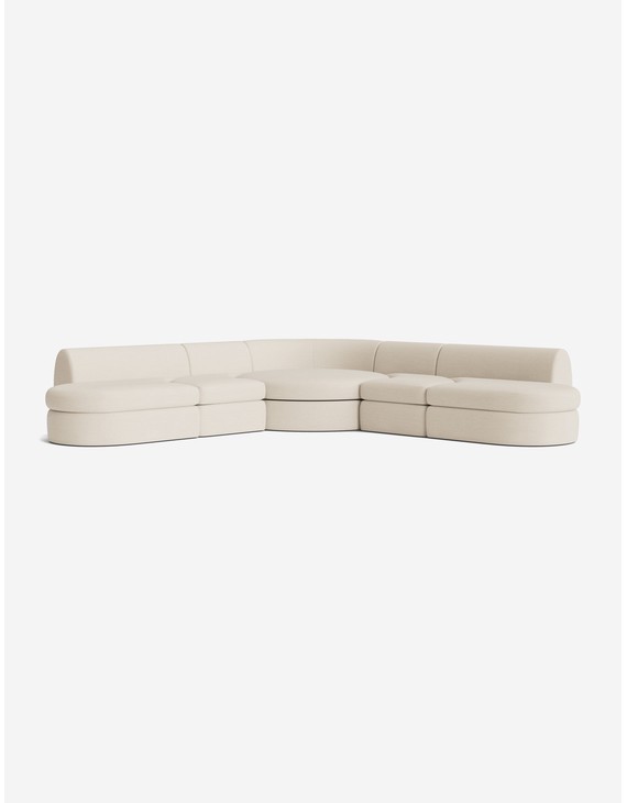 Buckley Corner Sectional Sofa-Cream Performance Basketweave