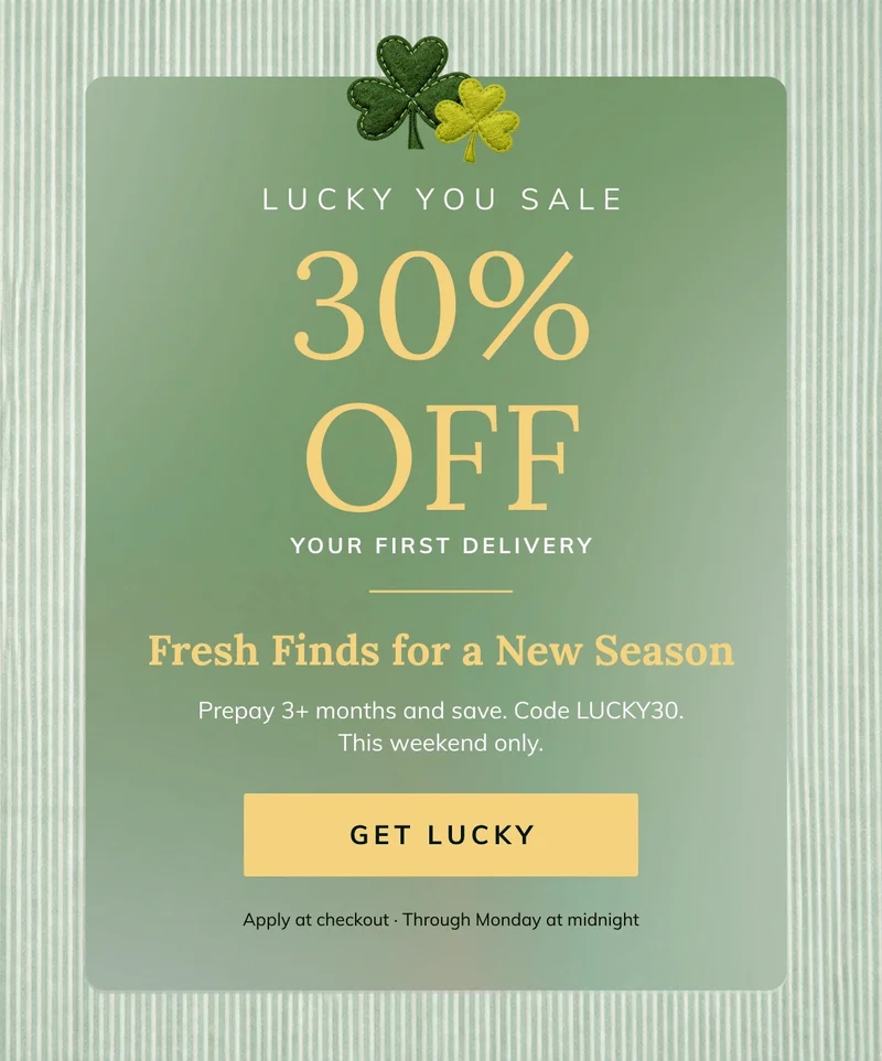 Shop Luck you sale 30% OFF first delivery