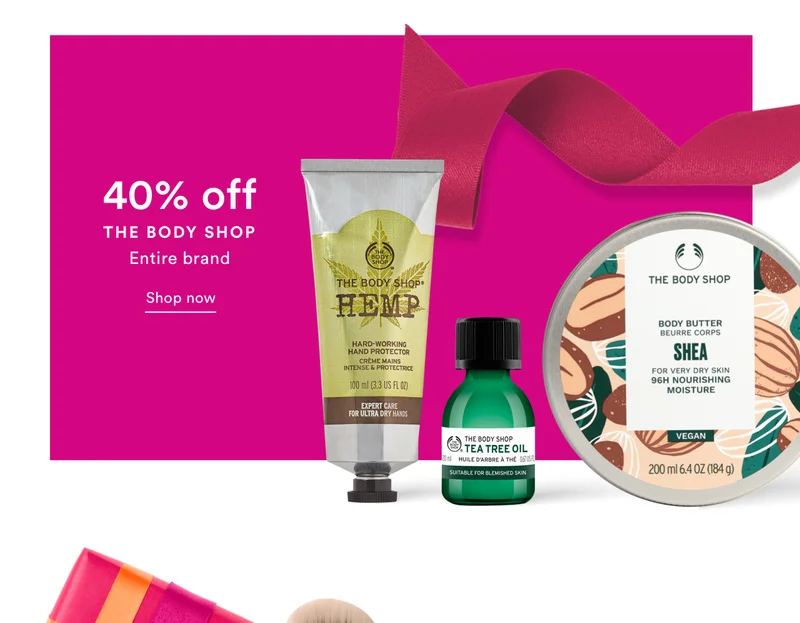 40% off | The Body Shop | Entire brand | Shop now
