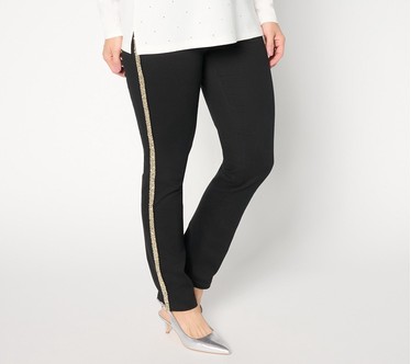 Belle by Kim Gravel Petite TripleLuxe Twill Sequin Striped Jean